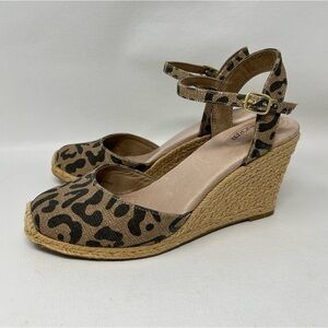 Adam Tucker Espadrille Leopard Print Wedges, Women’s Size 7M